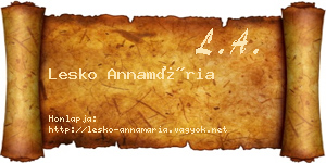 Lesko Annamária névjegykártya
